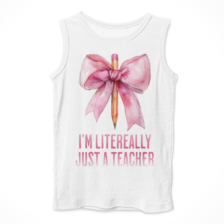 I'm Literally Just a Teacher Pencil Coquette Bow School Men Tank Top, funny design I'm Literally Just a Teacher Pencil Coquette Bow School Men Tank Top, funny design