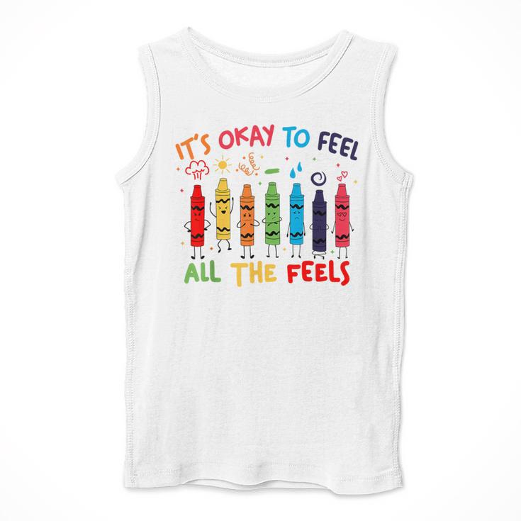 Its Okay To Feel All The Feels Mood Color Crayons Teacher Men Tank Top, funny design Its Okay To Feel All The Feels Mood Color Crayons Teacher Men Tank Top, funny design
