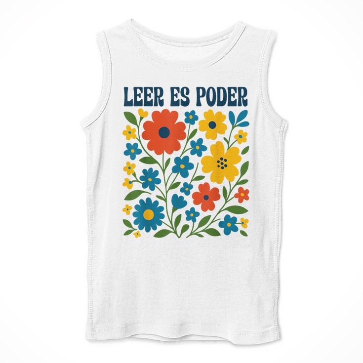 Leer Es Poder Cute Floral Boho Spanish Teacher Reading Men Tank Top, funny design Leer Es Poder Cute Floral Boho Spanish Teacher Reading Men Tank Top, funny design