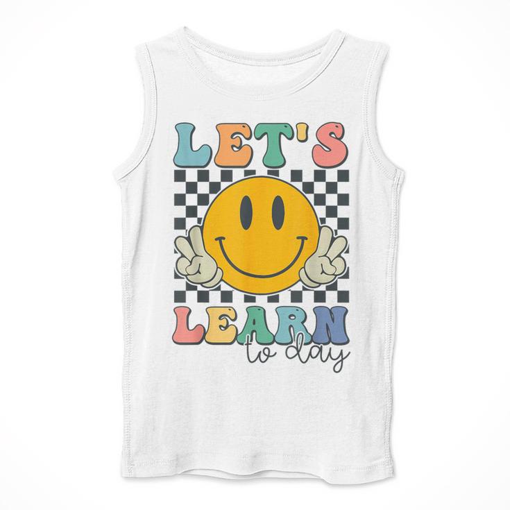 Let's Learn Today Smile Face Back To School For Teacher Kids Men Tank Top, funny design