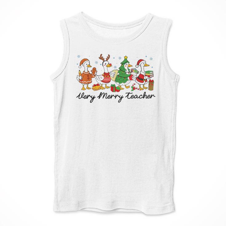 Very Merry Teacher Christmas Goose Silly Holiday Party Men Tank Top, funny design