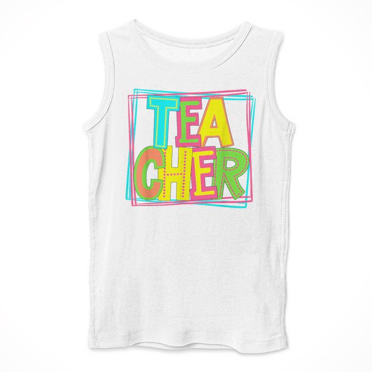 Neon Retro Teacher Cute Teacher Team New Teacher Back To Sch Men Tank Top, funny design Neon Retro Teacher Cute Teacher Team New Teacher Back To Sch Men Tank Top, funny design