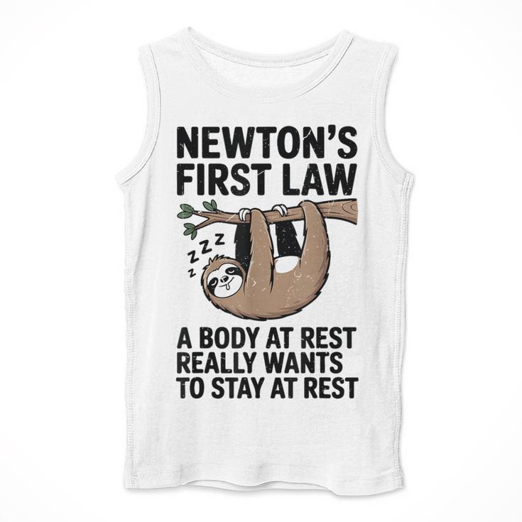 Newtons First Law Physics Jokes Science Teacher Men Tank Top, Science Teacher Gifts, funny design
