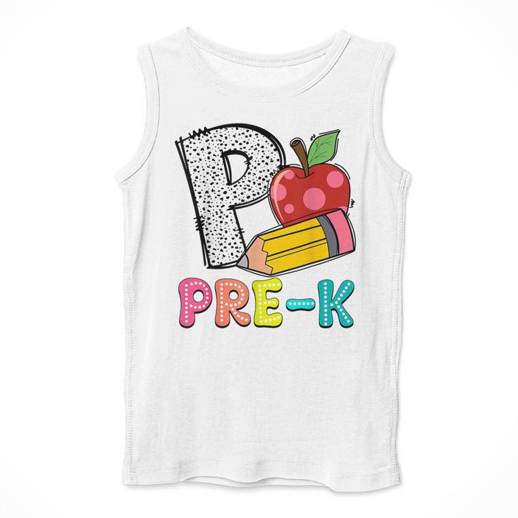 P Is For Pre-K Teacher Pencil Apple Back To School Men Tank Top, funny design P Is For Pre-K Teacher Pencil Apple Back To School Men Tank Top, funny design
