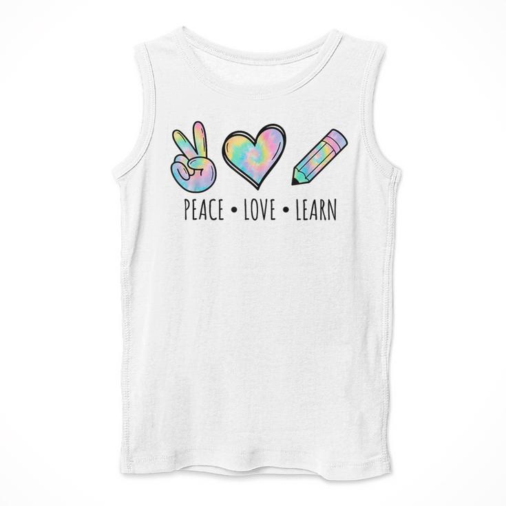 Peace Love Learn Tie Dye Teacher Kids 100th Days Of School Men Tank Top, funny design
