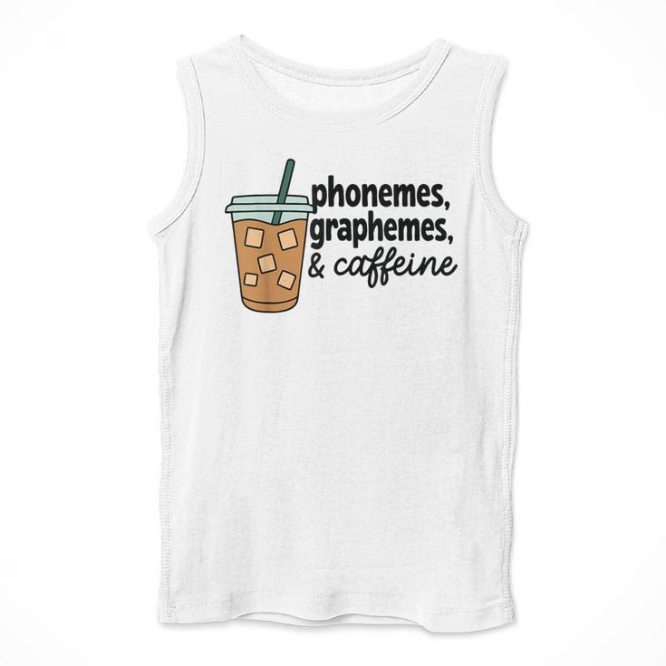 Phonemes Graphemes And Caffeine Coffee Teacher Appreciation Men Tank Top, funny design Phonemes Graphemes And Caffeine Coffee Teacher Appreciation Men Tank Top, funny design