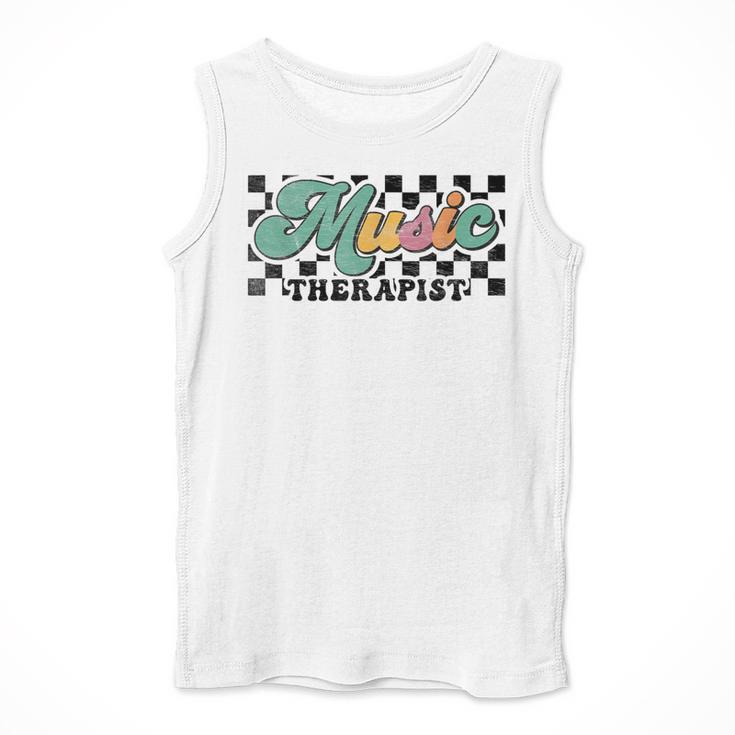 Retro Checkered Music Therapist Squad Music Therapy Teacher For Men Women Men Tank Top, funny design Retro Checkered Music Therapist Squad Music Therapy Teacher For Men Women Men Tank Top, funny design