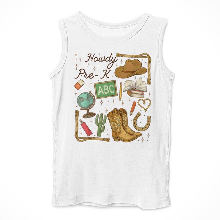 Retro Howdy Pre-K Back To School Western Teacher Men Tank Top, funny design
