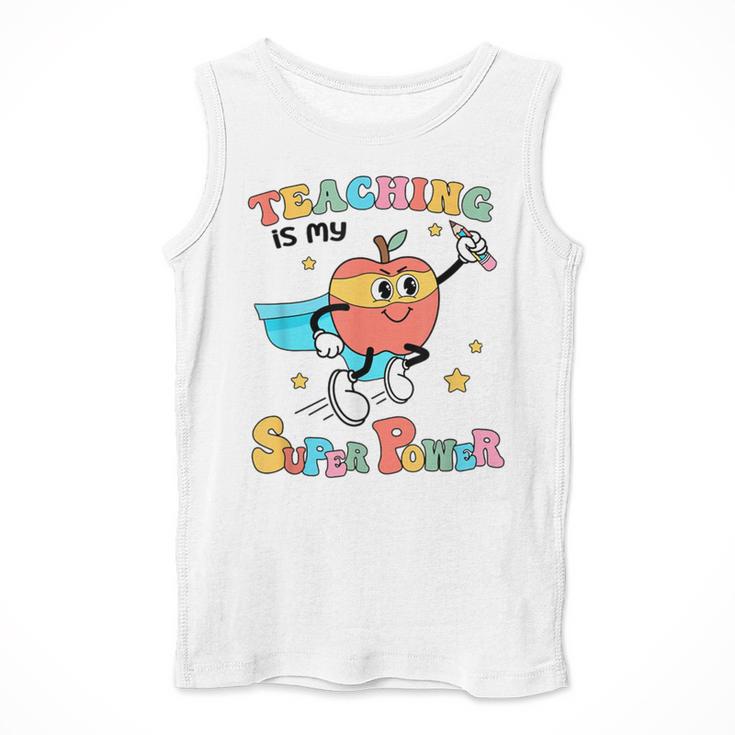 Retro Teaching Is My Superpower Apple Teacher Appreciation Men Tank Top, funny design Retro Teaching Is My Superpower Apple Teacher Appreciation Men Tank Top, funny design
