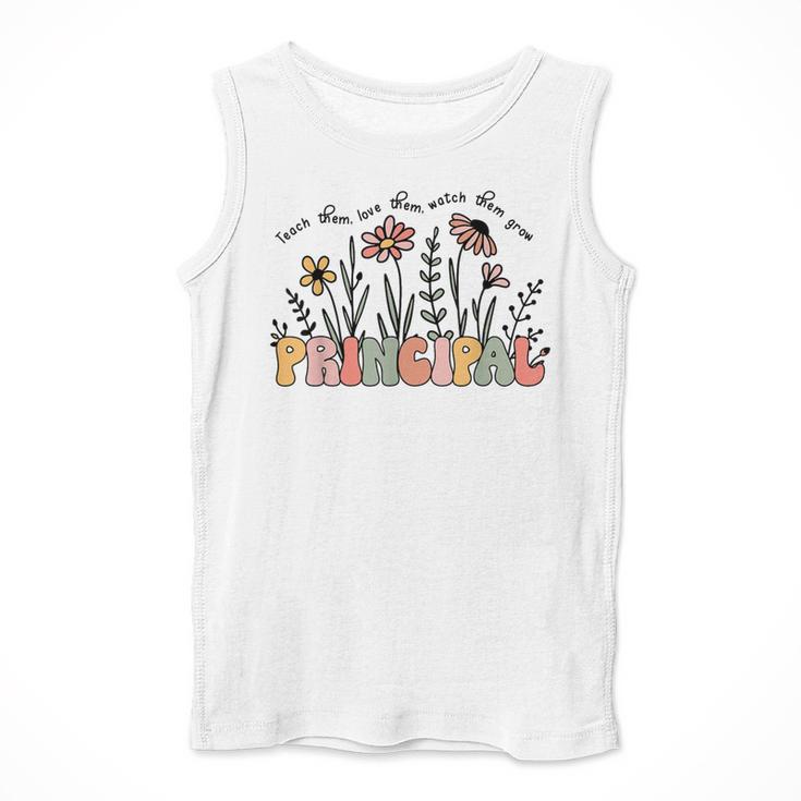 Retro Vintage Floral Principal Shirt For Women Teachers Day Men Tank Top, funny design