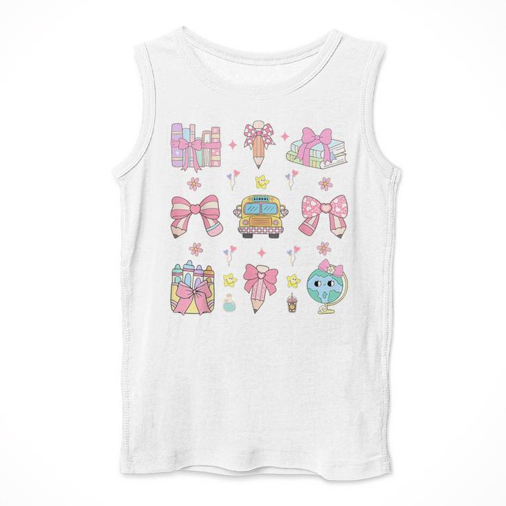 School Pencils And Bows Teacher Bow Coquette Pencil Girls Men Tank Top, funny design