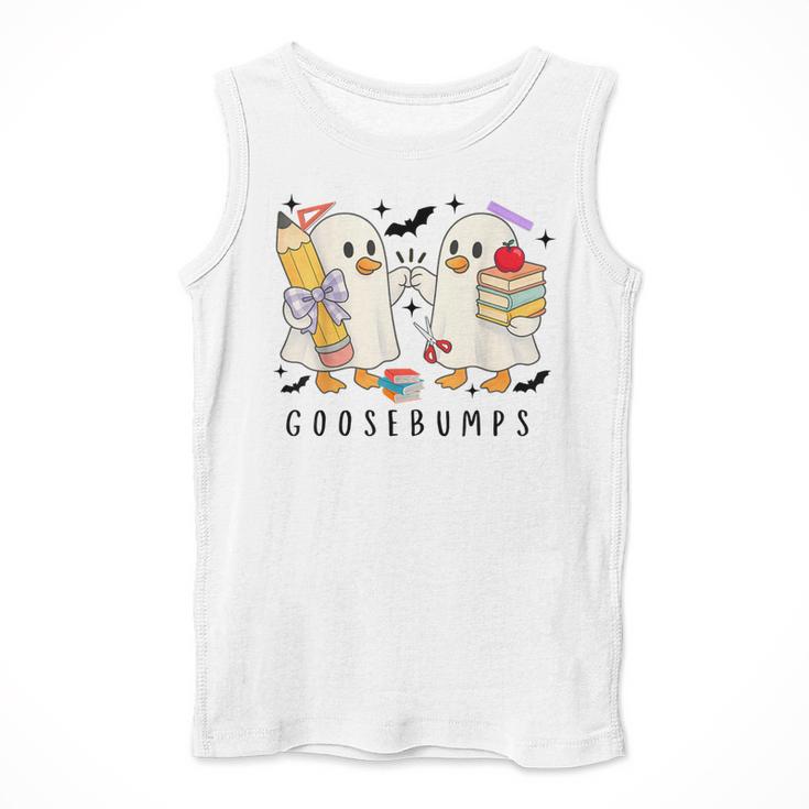 Silly Goose Spooky Teacher Halloween Cute Goosebumps Men Tank Top, funny design
