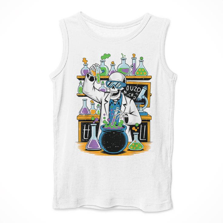 Skeleton Mad Scientist Halloween Costume Science Teacher Men Tank Top, Science Teacher Gifts, funny design