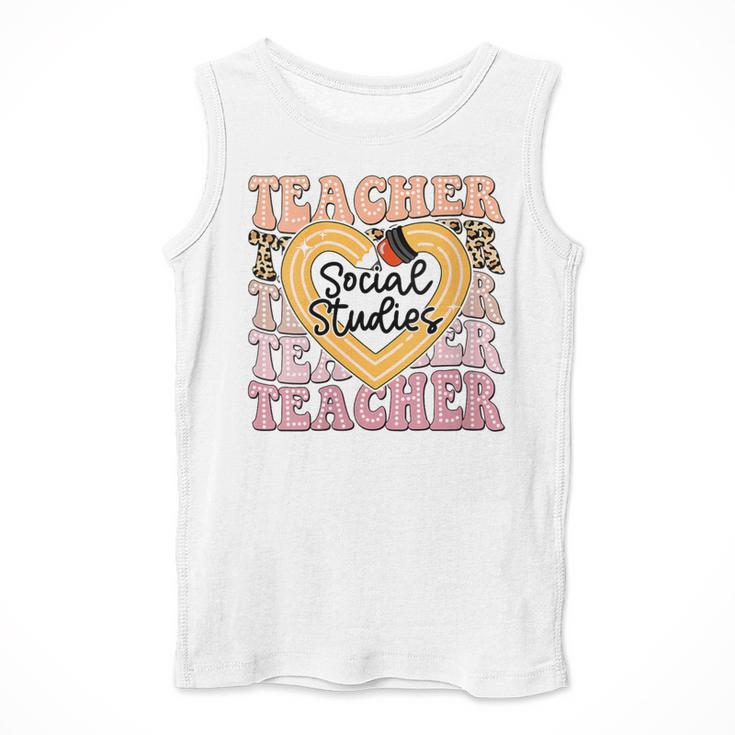 Social Studies Teacher Pencil Heart Leopard Back To School Men Tank Top, funny design Social Studies Teacher Pencil Heart Leopard Back To School Men Tank Top, funny design