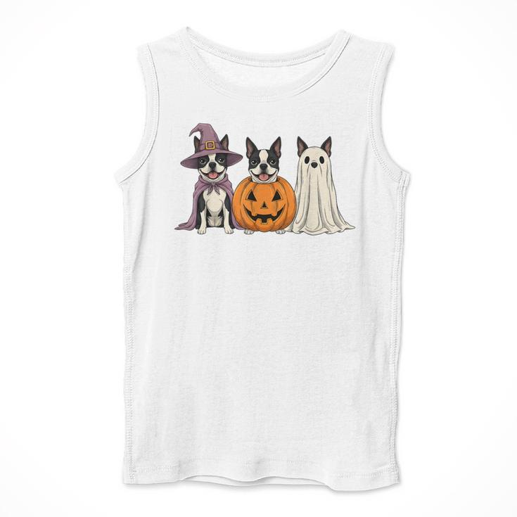 Spooky Ghost Boston Terrier Pumpkin Halloween Dog Lover Men Tank Top, Boston Terrier Ghost Gifts, Boston Terrier Halloween Gifts, funny design