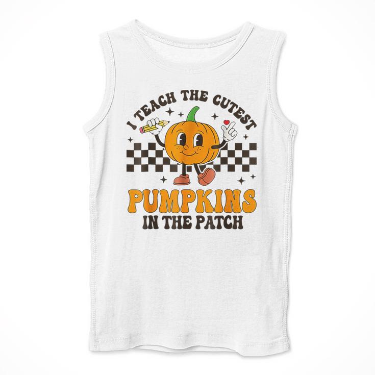 I Teach The Cutest Pumpkins In The Patch Groovy Teacher Fall Men Tank Top, Groovy Teacher Gifts, funny design