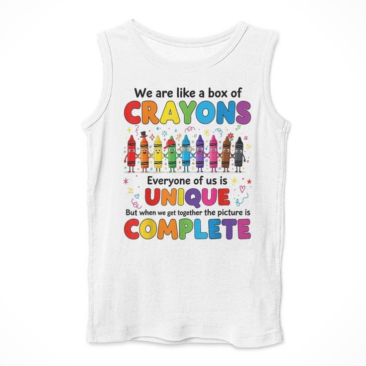 Teacher We Are Like a Box Of Crayons Back To School Men Tank Top, funny design Teacher We Are Like a Box Of Crayons Back To School Men Tank Top, funny design