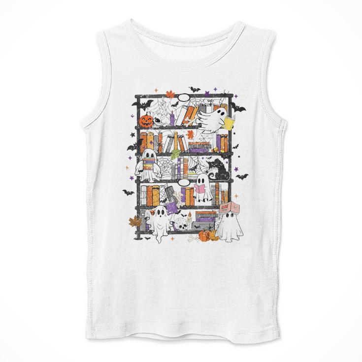Teacher Library Ghost Reading Book Halloween Cat Men Tank Top, funny design Teacher Library Ghost Reading Book Halloween Cat Men Tank Top, funny design