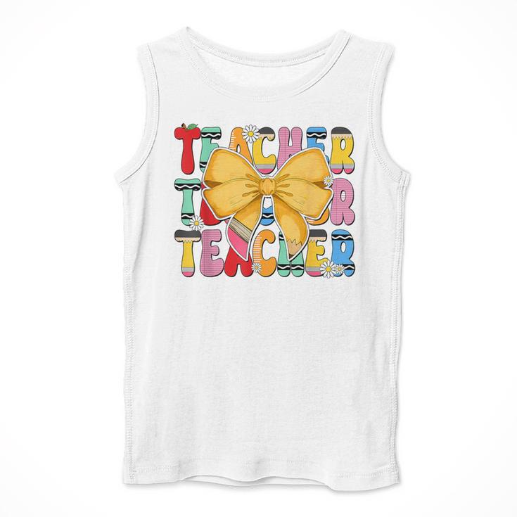 Teacher Pencil Coquette Bow Back To School Teacher Men Tank Top, funny design Teacher Pencil Coquette Bow Back To School Teacher Men Tank Top, funny design