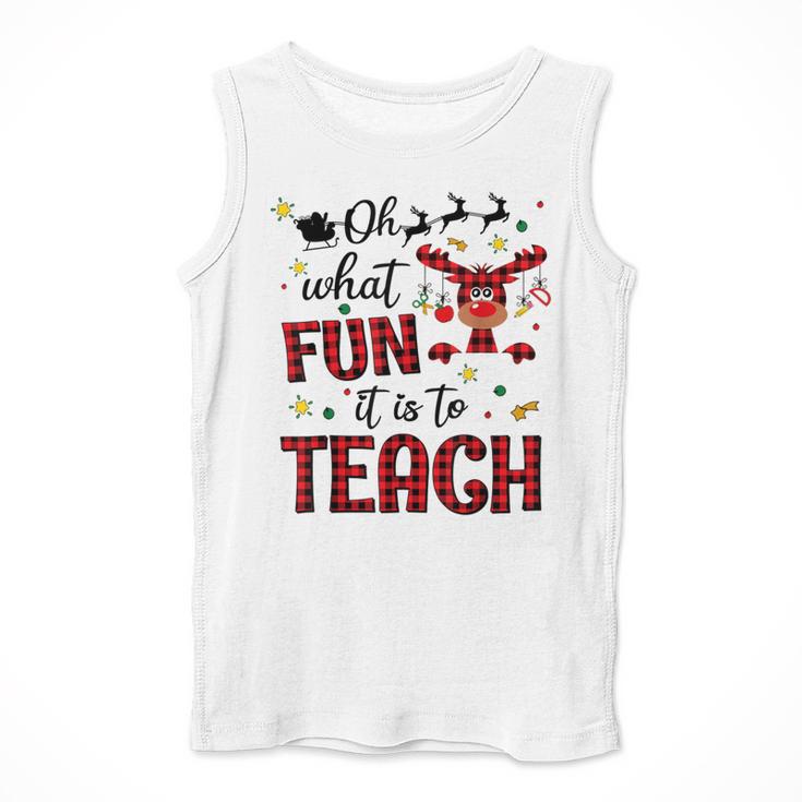 Teachers Oh What Fun It Is To Teach Cute Red Plaid Reindeer Men Tank Top, funny design Teachers Oh What Fun It Is To Teach Cute Red Plaid Reindeer Men Tank Top, funny design