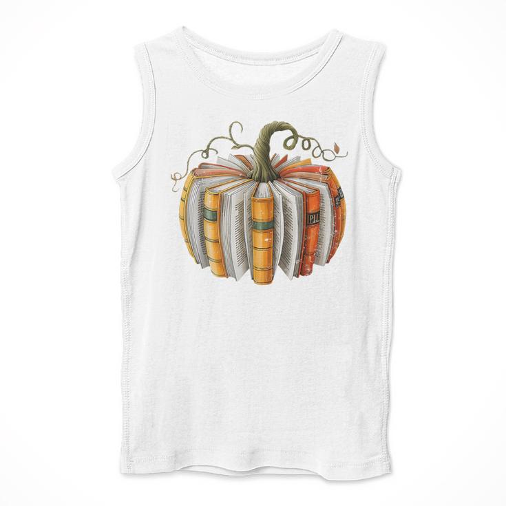 Teachers Students Fall Book Pumpkin Fall Librarians Bookworm Men Tank Top, funny design Teachers Students Fall Book Pumpkin Fall Librarians Bookworm Men Tank Top, funny design
