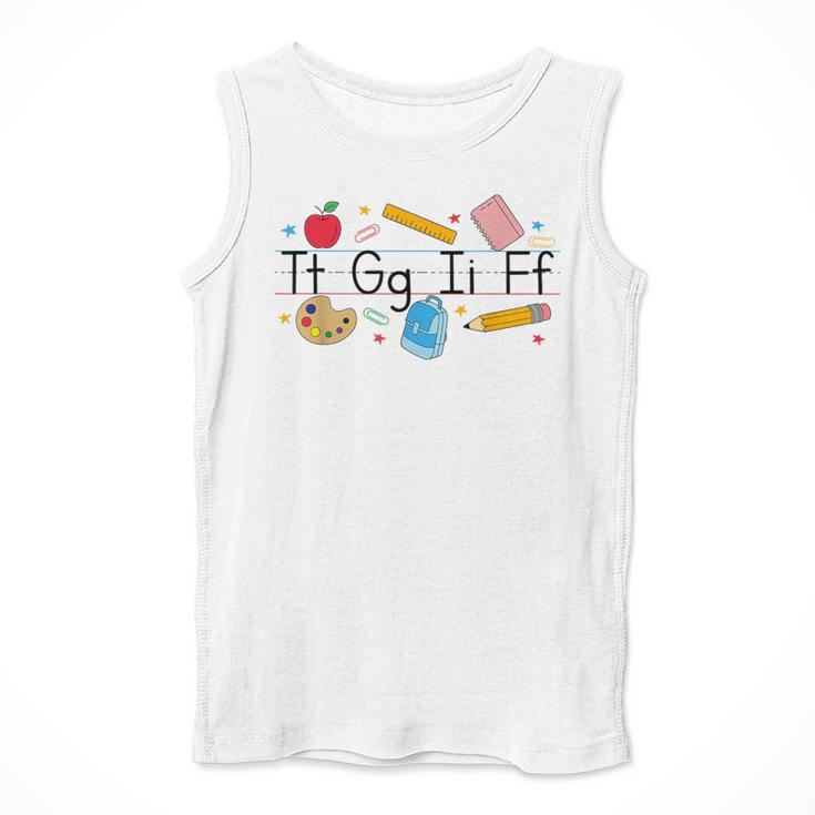 TGIF Teacher Alphabet Kindergarten Teacher Appreciation Men Tank Top, funny design
