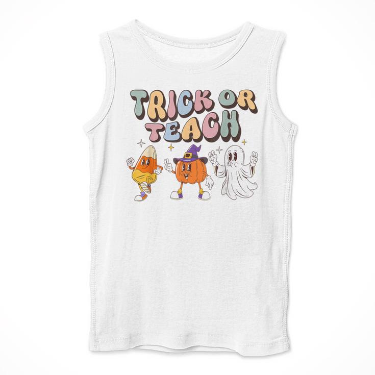 Trick Or Teach Candy Corn Pumpkin Ghost Teacher Men Tank Top, funny design