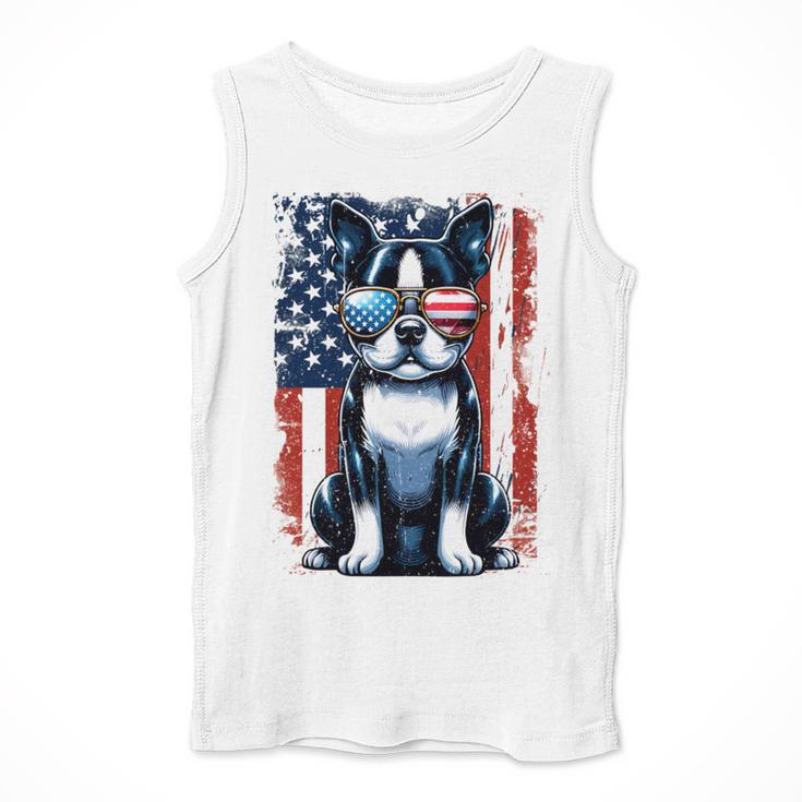 Vintage Boston Terrier Dog American US USA Flag Pets Dogs Men Tank Top, American Boston Terrier Gifts, funny design