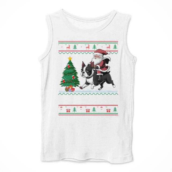 Xmas Tree Lighting Santa Riding Boston Terrier Christmas Men Tank Top, Boston Terrier Christmas Gifts, Boston Terrier Riding Gifts, funny design