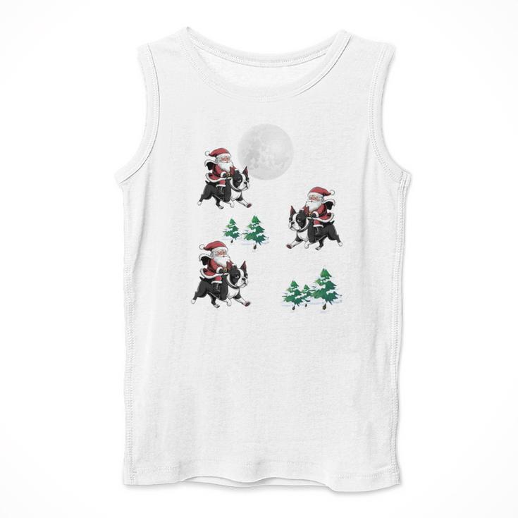 Xmas Tree Santa Riding Boston Terrier Christmas Men Tank Top, Boston Terrier Christmas Gifts, Boston Terrier Riding Gifts, funny design