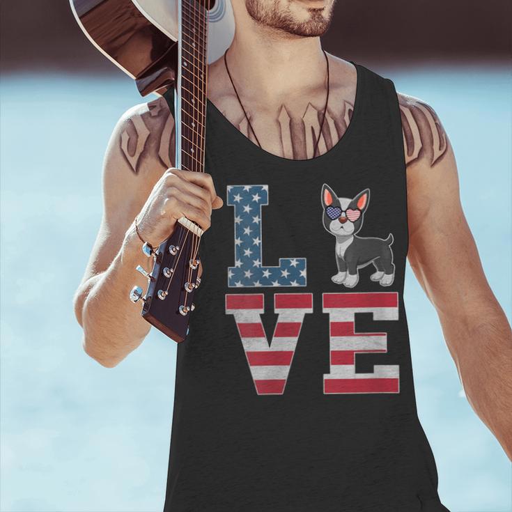 4th Of July Decor Patriotic LOVE Boston Terrier USA Flag Men Tank Top