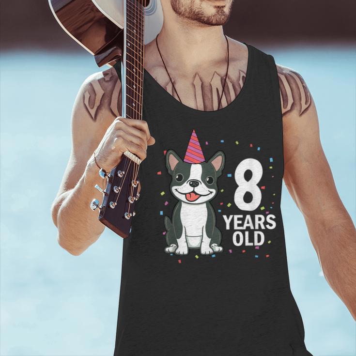 8 Years Old Birthday Boston Terrier Dog Lover 8th Party Kid Men Tank Top, gift for family, gift for coworker