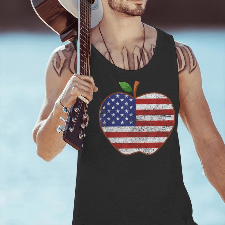 American Flag Teachers Students Apple 4th Of July Vintage Men Tank Top, gift for family, gift for coworker
