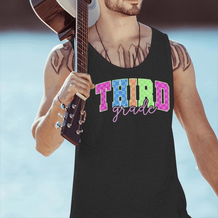 Back To School Neon Checkered Third Grade Colorful Teacher Men Tank Top, gift for family, gift for coworker Back To School Neon Checkered Third Grade Colorful Teacher Men Tank Top, gift for family, gift for coworker