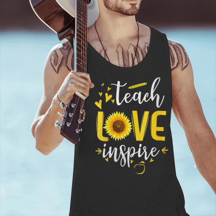Back To School Teach Love And Inspire Teacher Sunflower Men Tank Top, gift for family, gift for coworker