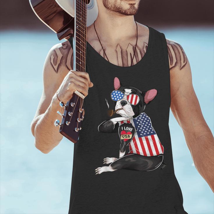Boston Terrier Dog Merica 4th Of July Usa American Flag Men Men Tank Top