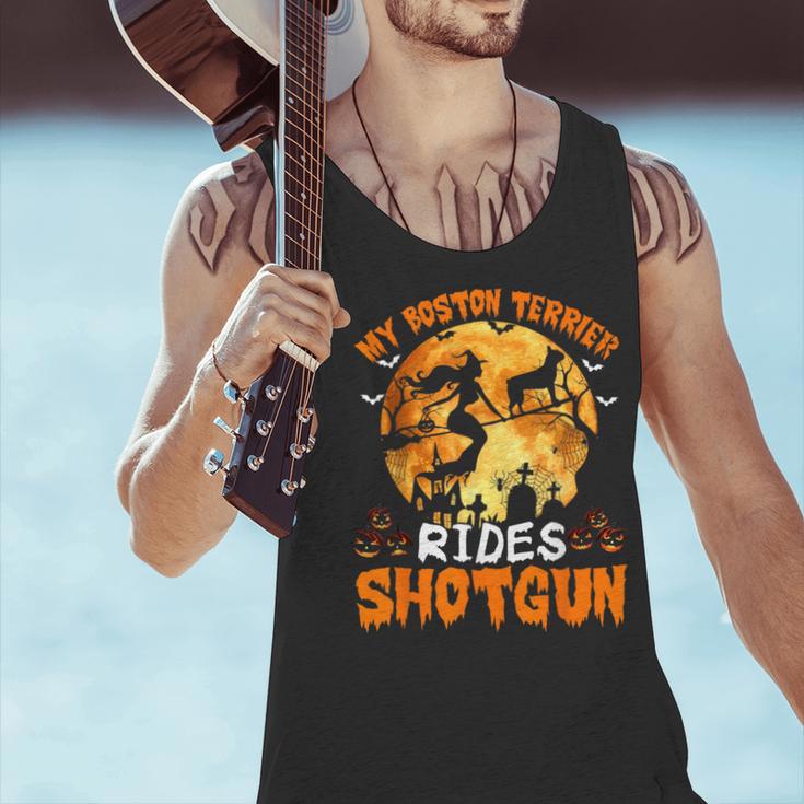 My Boston Terrier Dog Rides Shotgun Witch Halloween Men Women Men Tank Top