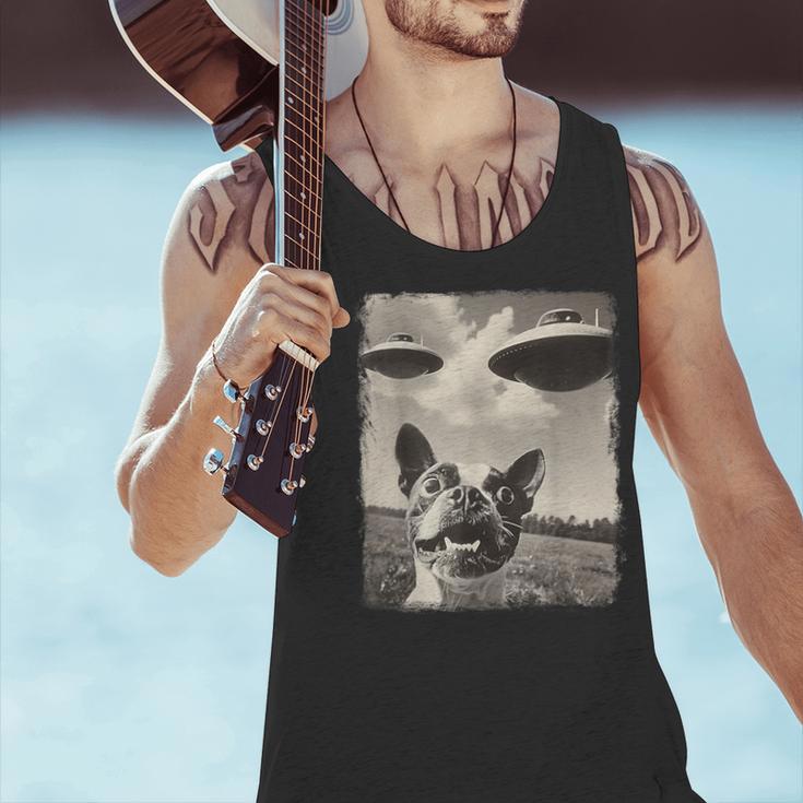 Boston Terrier Dog UFO Alien Extraterrestrial Selfie Men Tank Top, gift for family, gift for coworker
