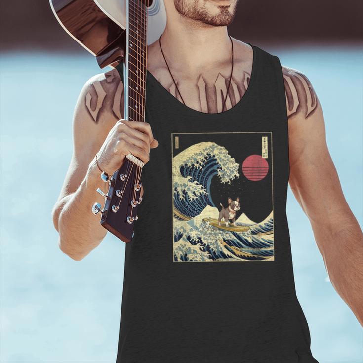 Boston Terrier Japanese Kanagawa Wave Surf Dog Men Tank Top, gift for family, gift for coworker
