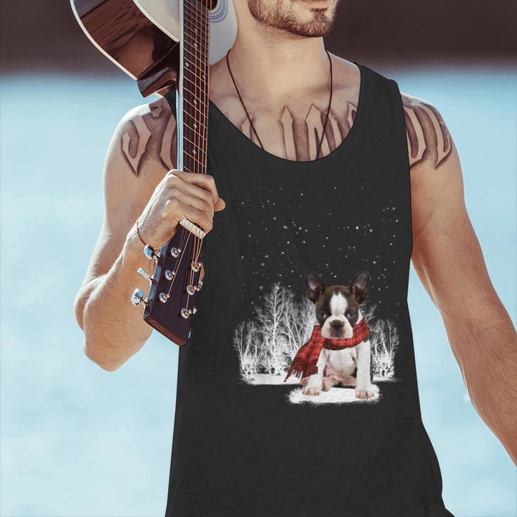 Boston Terrier In The Snow Merry Christmas Winter Men Tank Top