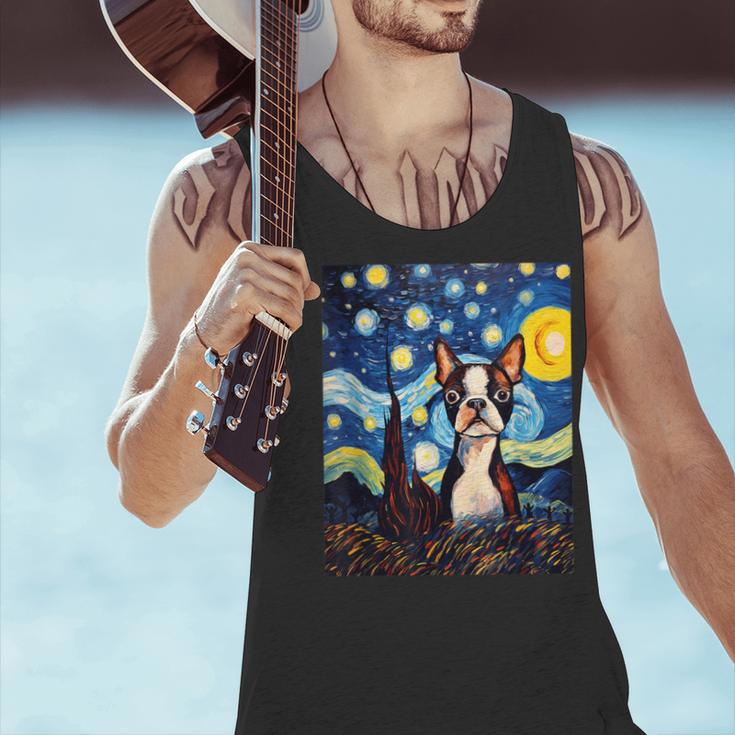 Boston Terrier Starry Night Van Gogh Art Men Tank Top, gift for family, gift for coworker