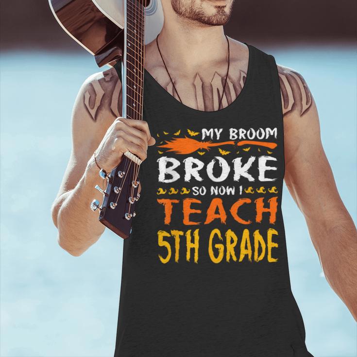 My Broom Broke So Now I Teach 5th Grade Halloween Teacher Men Tank Top, gift for family, gift for coworker