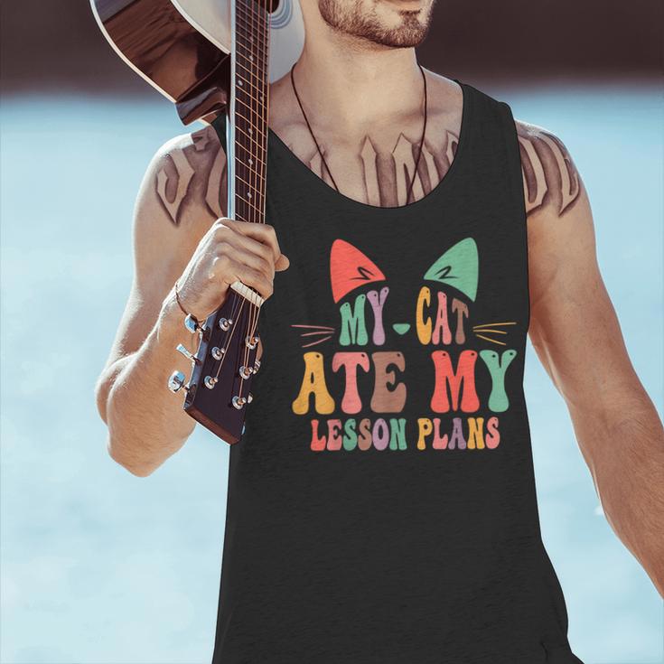 My Cat Ate My Lesson Plans Teacher Sarcastic Men Tank Top, gift for family, gift for coworker