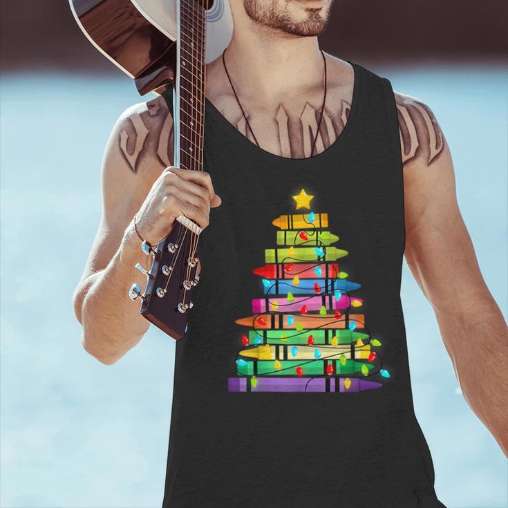 Christmas Tree Made Of Crayons School Teacher Life Student Men Tank Top, gift for family, gift for coworker