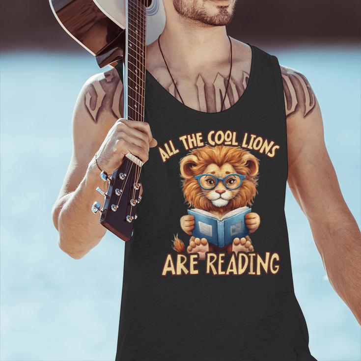 All The Cool Lions Are Reading Lion Teacher Men Women Kids Men Tank Top, gift for family, gift for coworker