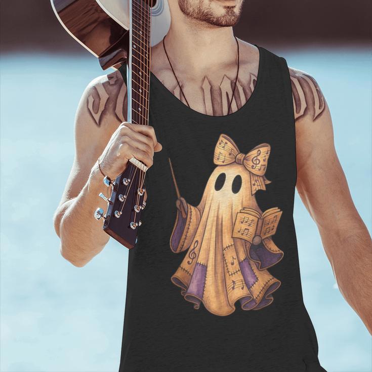 Coquette Music Note Patchwork Ghost Music Teacher Halloween Men Tank Top, gift for family, gift for coworker