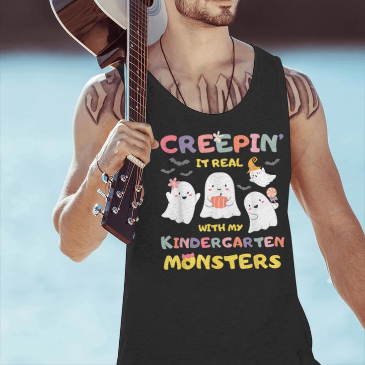 Creepin It Real With Kindergarten Monsters Halloween Teacher Men Tank Top, gift for family, gift for coworker Creepin It Real With Kindergarten Monsters Halloween Teacher Men Tank Top, gift for family, gift for coworker