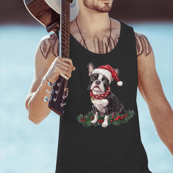 Cute Boston Terrier Dog Christmas Merry X-Mas Graphic Men Tank Top