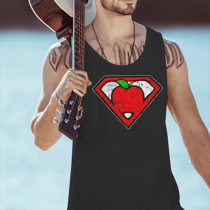 Cute Distressed Super Teacher Superhero Apple Shirt Men Tank Top, Super Teacher Tank Tops, gift for family, gift for coworker