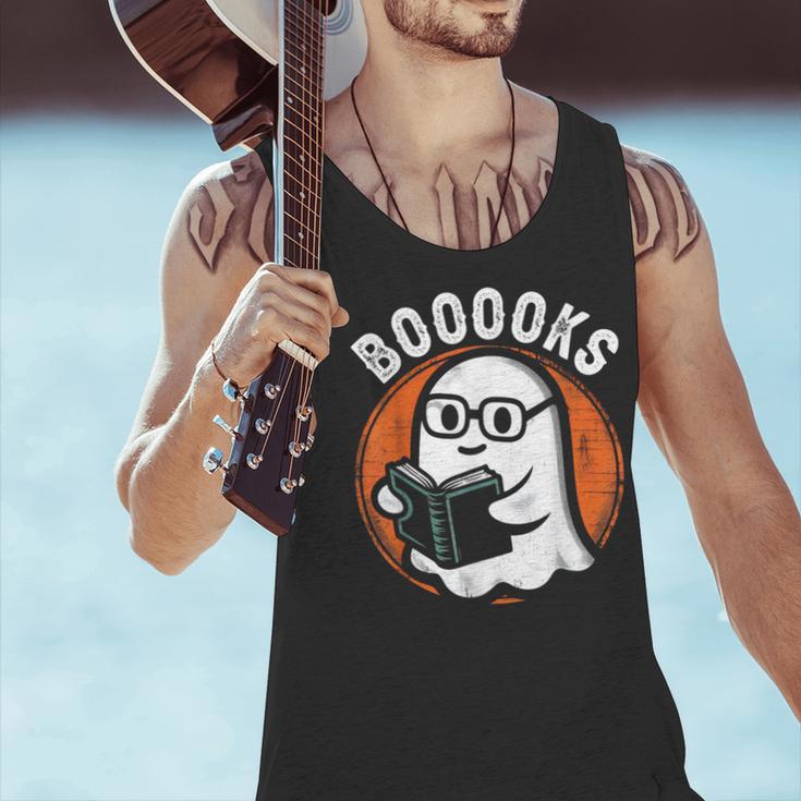 Cute Ghost Book Reading Books Lover Retro Halloween Teacher Men Tank Top, gift for family, gift for coworker
